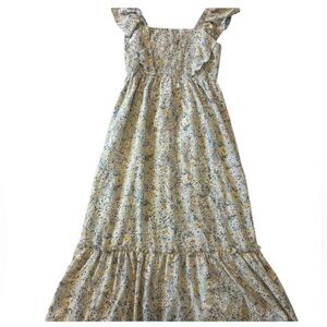 Greylin Floral Smocked Maxi Dress Ruffle Straps Cotton Lined Size Medium Spring